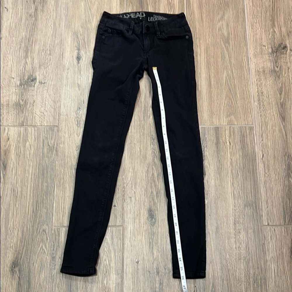 Vintage BullHead Jeans Black Gray Low Rise Crescent Legging Pacsun Slim Skinny - Picture 11 of 14